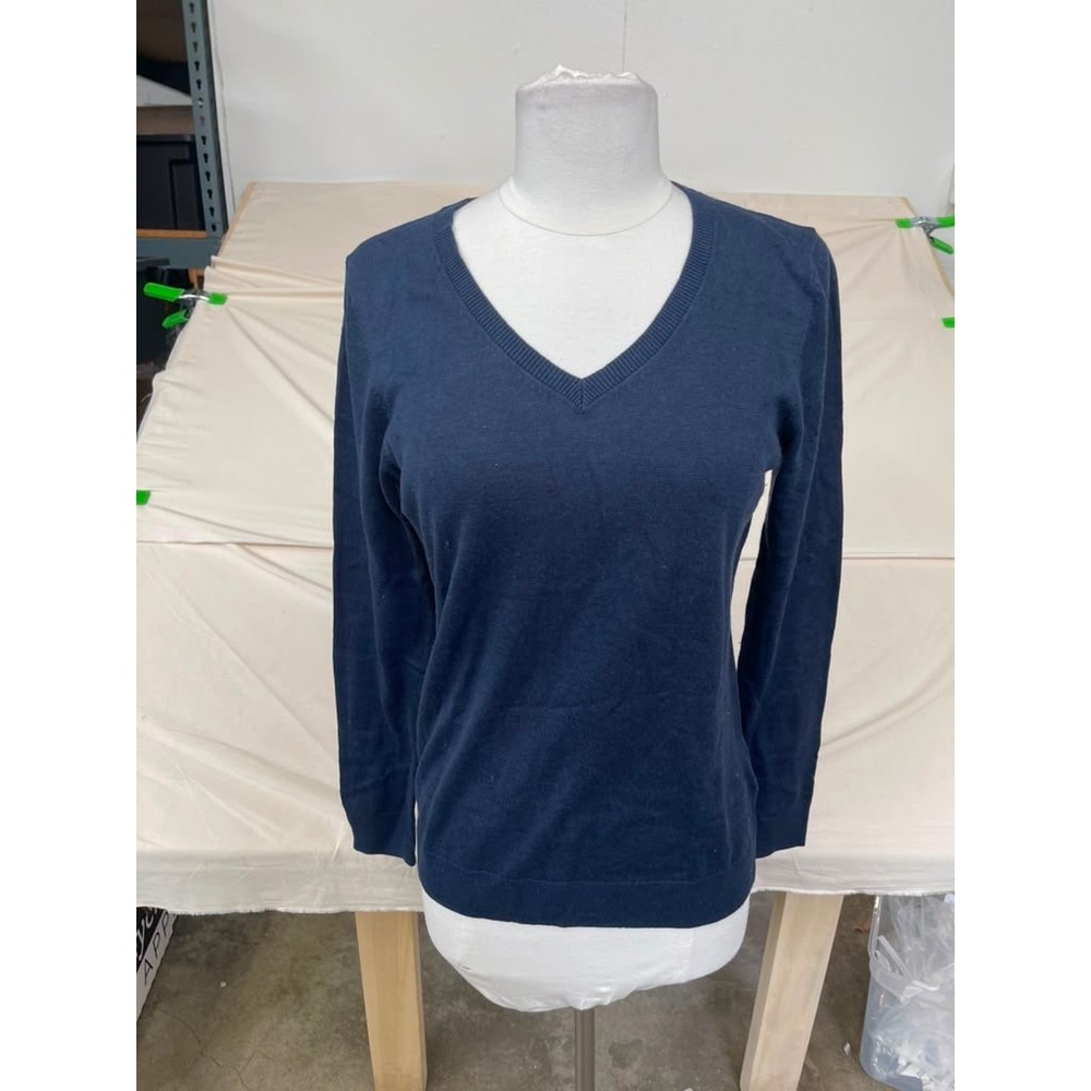 Amazon Essentials Womens Navy Blue V-Neck Long Sleeve Knit Sweater Size Small